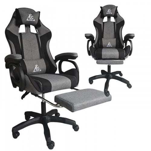 fotel gamingowy obrotowy strike z podnóżkiem i poduszką na Arena.pl