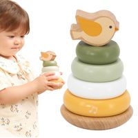 DLA DZIECI  PIRAMIDKA DREWNIANA  Z PTASZKIEM