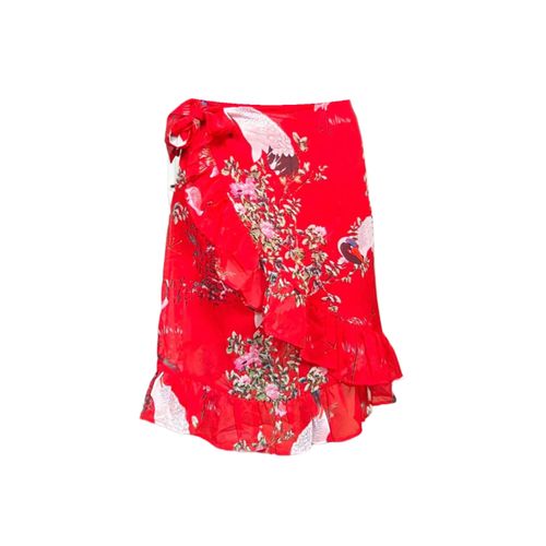 Spódnica Midi Lekka Wygodna Rozkloszowana Czerwona XS 100% Poliester na Arena.pl