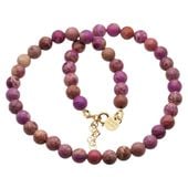 Naszyjnik - Jaspis cesarski różowy kulki i srebro złocone