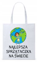 Torba Biała Eco Shopper Dla Sprzątaczki Prezent Z Nadrukiem Ze Zdjęciem