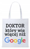 Dla Doktora Lekarza Torba Eco Biała Shopper Z Nadrukiem Ze Zdjęciem