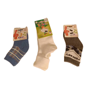 Zestaw 3 Par Skarpet Niemowlęcych Bawełna Szary Biały Niebieski Ciepłe