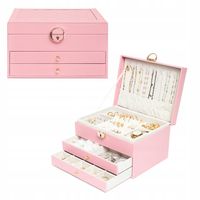 SZKATUŁKA NA BIŻUTERIĘ POJEMNY ORGANIZER ELEGANCKI KUFEREK PUDEŁKO