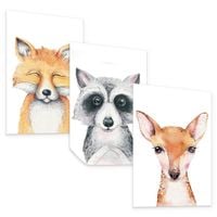 ZESTAW PLAKATÓW DLA DZIECI SET LEŚNE ZWIERZĄTKA BOHO A4