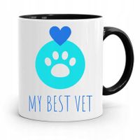 Kubek Czarny Prezent Dla Weterynarza My Best Vet Z Nadrukiem Ze Zdjęciem
