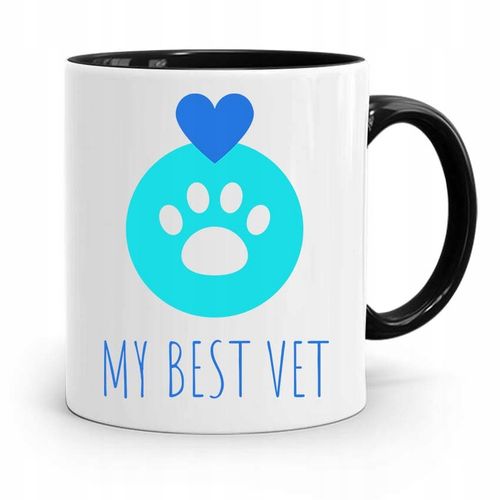 Kubek Czarny Prezent Dla Weterynarza My Best Vet Z Nadrukiem Ze Zdjęciem na Arena.pl