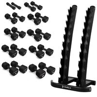 Zestaw hantli poliuretanowych HPT 2x1-10 kg (110 kg) + stojak STR37 HMS