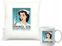 Zestaw PODUSZKA + KUBEK nadruk tekst grafika PREZENT DLA PIELEGNIARKI