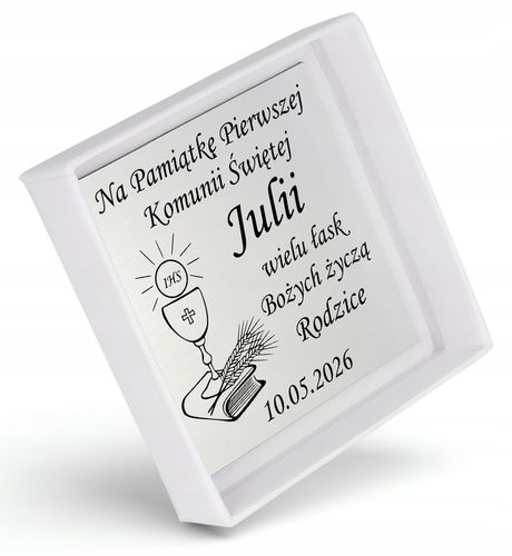 Medalik Komunijny Łańcuszek Srebrny Matka Boska Serce do Komunii do Chrztu na Arena.pl