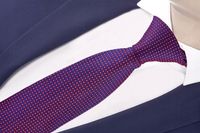 ŻAKARDOWY Krawat Męski Granatowy BORDOWY RC35