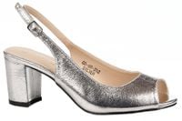 Sandały na obcasie słupku 6,5 cm. srebrne Rozmiar obuwia - 39