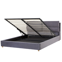 Łóżko z pojemnikiem welurowe 160 x 200 cm szare BATILLY