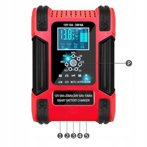 Prostownik SAMOCHODOWY AUTOMATYCZNY Z FUNKCJĄ NAPRAWY AKUMULATORÓW 12V 24V na Arena.pl