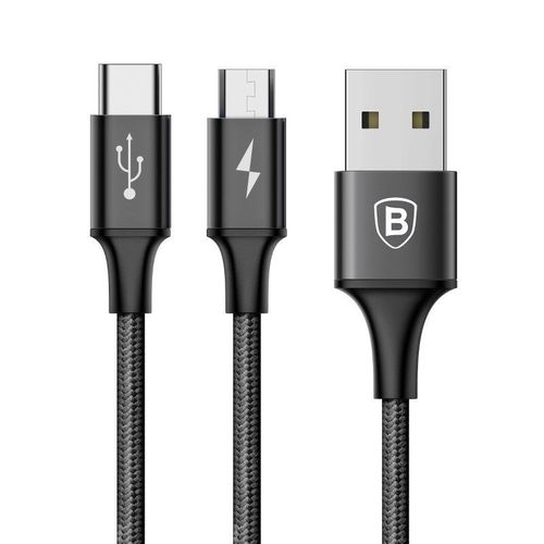 Kabel USB Baseus Rapid 2w1 Micro + USB-C 3A 1.2m (czarny) na Arena.pl