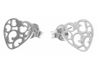 Delikatne rodowane srebrne ażurowe kolczyki serduszka serca celebrytka srebro 925 V001S