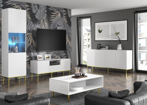 Komoda Ravenna C 200 cm 3D3S biały połysk rama na Arena.pl