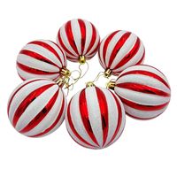 BOMBKI CHOINKOWE CZERWONE BIAŁE OZDOBY NA CHOINKĘ DUŻE ZAWIESZKI 6 sztuk