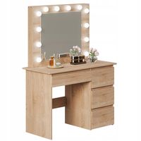 Toaletka z lustrem 4 szuflady brązowa led