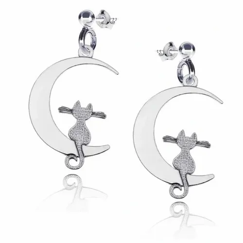 Kot kotek na księżycu srebrny komplet biżuterii kulkowy srebro 925 na Arena.pl