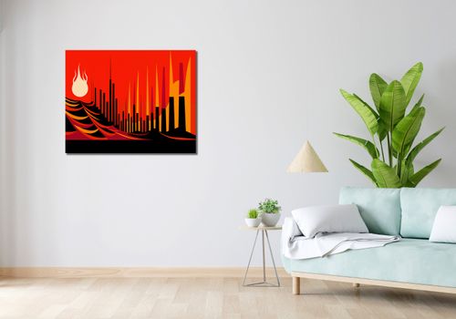 Obraz 90x70cm Miejski Krwisty Ogień na Arena.pl