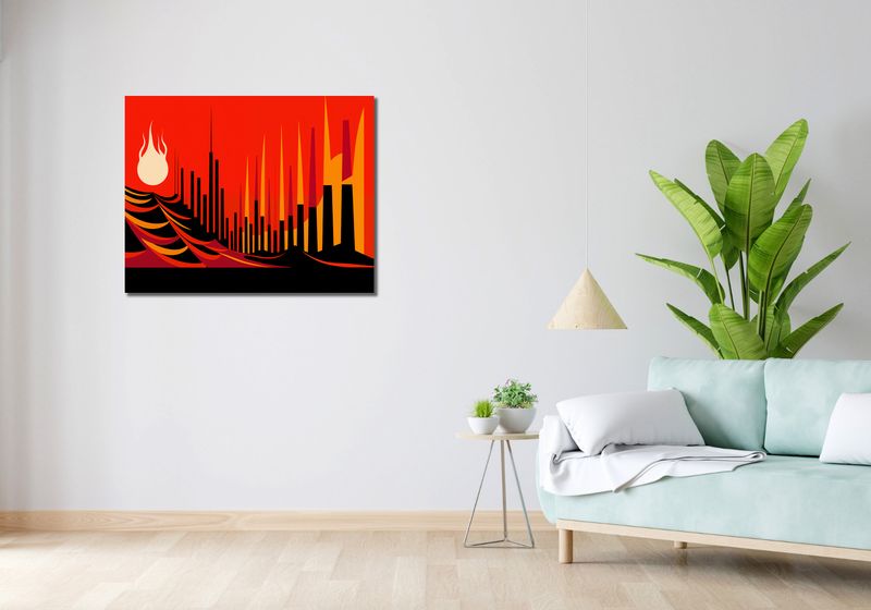 Obraz 90x70cm Miejski Krwisty Ogień zdjęcie 2