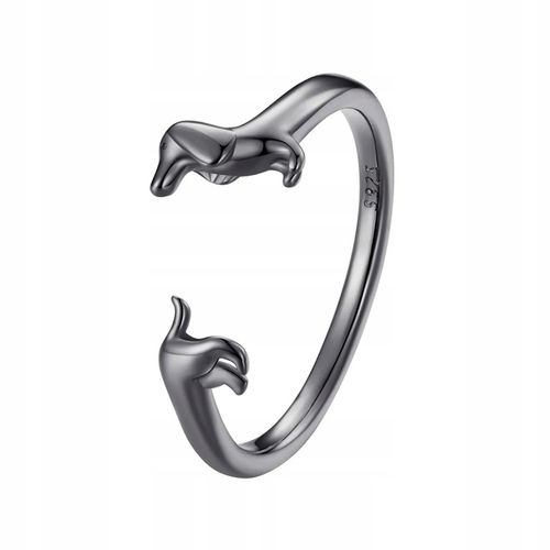 Pierścionek Srebrny 925 Regulowany Pies Jamnik Czarne Złoto Srebro 925 na Arena.pl