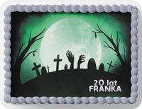PROSTOKĄTNY OPŁATEK NA TORT A4 20x29CM - ZOMBIE ZOMBI + IMIĘ