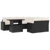 9-cz. zestaw wypoczynkowy do ogrodu, z poduszkami, czarny