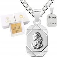 ŁAŃCUSZEK SREBRNY MEDALIK KOMUNIJNY MATKA BOSKA NA KOMUNIĘ NA CHRZEST 925