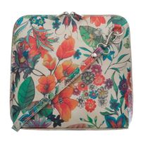 VERA PELLE torebka skórzana listonoszka z paskiem na ramię V641 z kwiatami