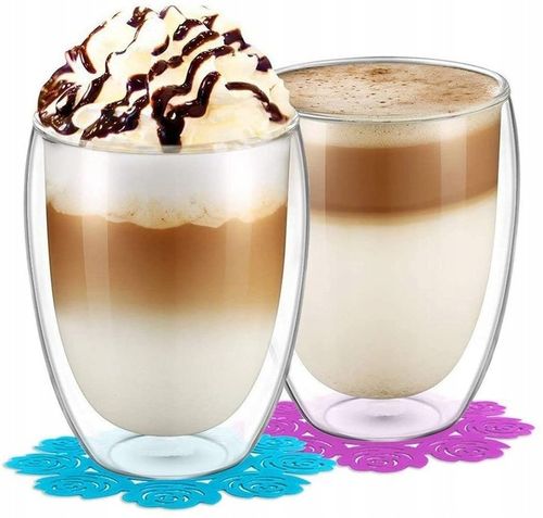 6x SZKLANKI TERMICZNE DO KAWY LATTE DRINKÓW 350ml ATESTOWANE na Arena.pl