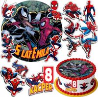 ZESTAW OPŁATEK NA TORT 30CM +17 POSTACI - SPIDER MAN + IMIĘ 24CM 26CM