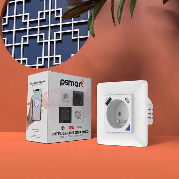 Inteligentne gniazdo z pomiarem prądu USB WiFi TUYA PSMART białe zdjęcie 6