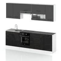 Meble Kuchenne Zestaw Duża Kuchnia Marocco 2.6m Szary Mat Czarny Połysk