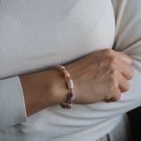 Bransoletka z kwiatem - Opal Różowy i srebro złocone