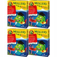 Żelki rybki malinowe MOLLERS Omega-3 Witamina D3 A Tran 144 szt.