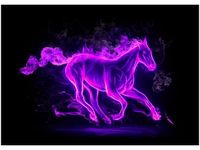 50X70CM FIOLETOWY MUSTANG OBRAZ POKOJU DREWNINE