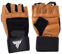 TREC RĘKAWICE PROFI BROWN SKÓRA RĘKAWICZKI NA SIŁOWNIĘ Z USZTYWNIACZEM L