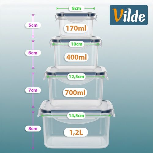 zestaw 4 pojemników na żywność z pokrywami i uszczelkami 229243 na Arena.pl