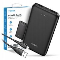 Powerbank VEGER A10 Bateria 10000 mAh 2xUSB czarny ultra slim lekki + kabel