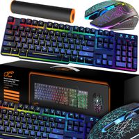 KLAWIATURA MYSZKA PODKŁADKA GAMINGOWA PODŚWIETLENIE PROFESJONALNY ZESTAW