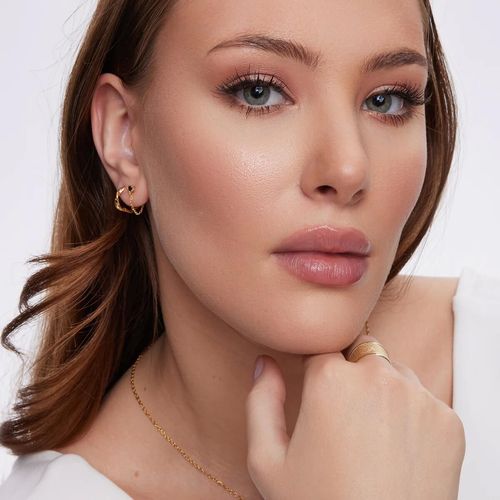 srebrne pozłacane kolczyki z łańcuszkiem i czarną cyrkonią kdk6433 na Arena.pl