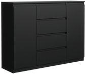 CZARNA KOMODA 140 CM 4 SZUFLADY 2 DRZWI PRODUCENT