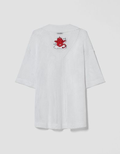 G56H03 KOSZULA BIAŁA NASZYWKI SIATECZKA BERSHKA M na Arena.pl