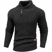 Sweter męski z grubym splotem długim rękawem i kołnierzem