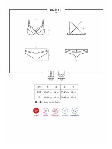 860-SET-1 komplet 2-cz. biały Obsessive L/XL na Arena.pl