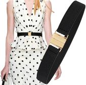 Modny Elastyczny Pasek Damski do sukienki elegancki H95_Czarny