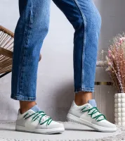 Szare sneakersy trampki z zielonymi sznurówkami Arcobaleno 36
