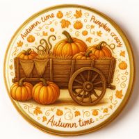 CIASTKO LUKROWANE PUMPKIN OLD ROZ.XL KOŁO JESIEŃ RĘCZNIE ROBIONE